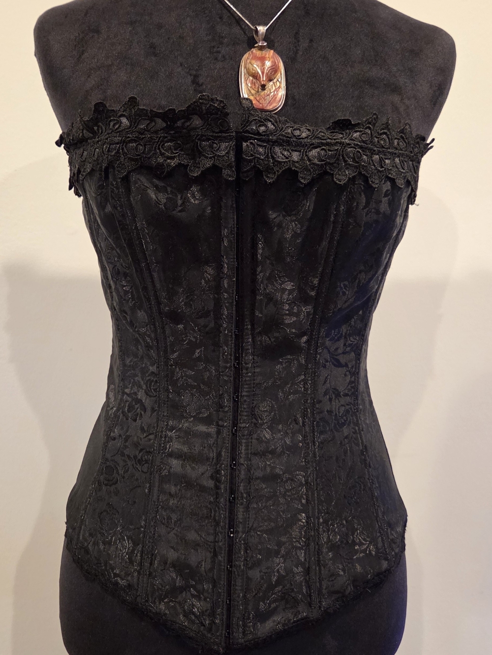 Black Lace Brocade Strapless Corset